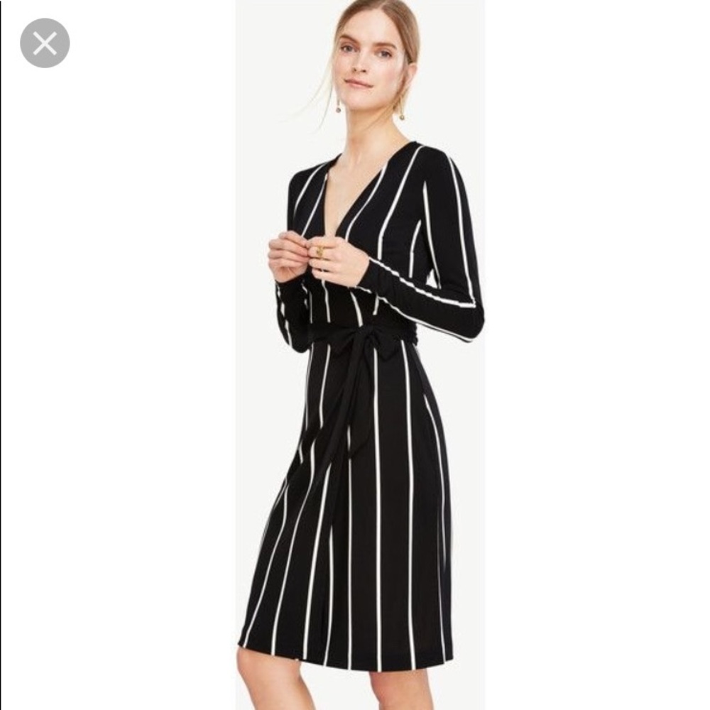 Ann Taylor stripe matte jersey wrap dress